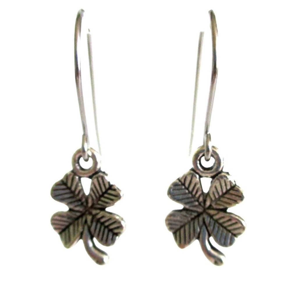 NEW Shamrock Clover Pierced Earrings on Stainless Wires -  Nature Jewelry Gift